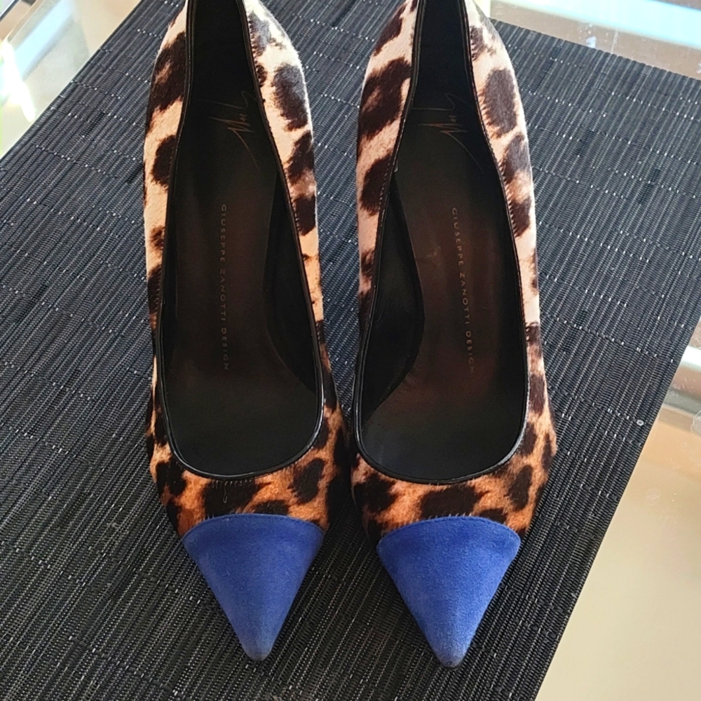 Giuseppe Zanotti Pony Style Calfskin Hair with Blue Tip